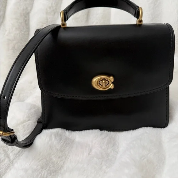 Coach Parker Top Handle Bag, Black Leather, Crossbody bag, Satchel - Picture 10 of 12